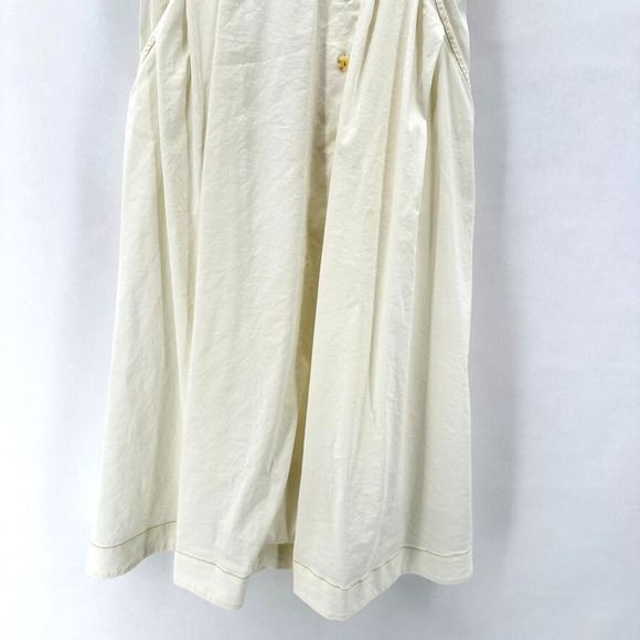 Maeve Poplin Midi Shirt Dress Womens 8 Ivory Front Slit Preppy Old Money Cottage - Picture 4 of 11